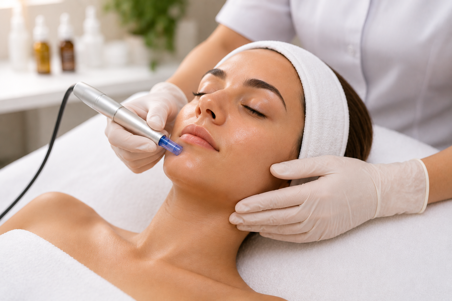 Microneedling profesional para mejorar la textura y apariencia de la piel.