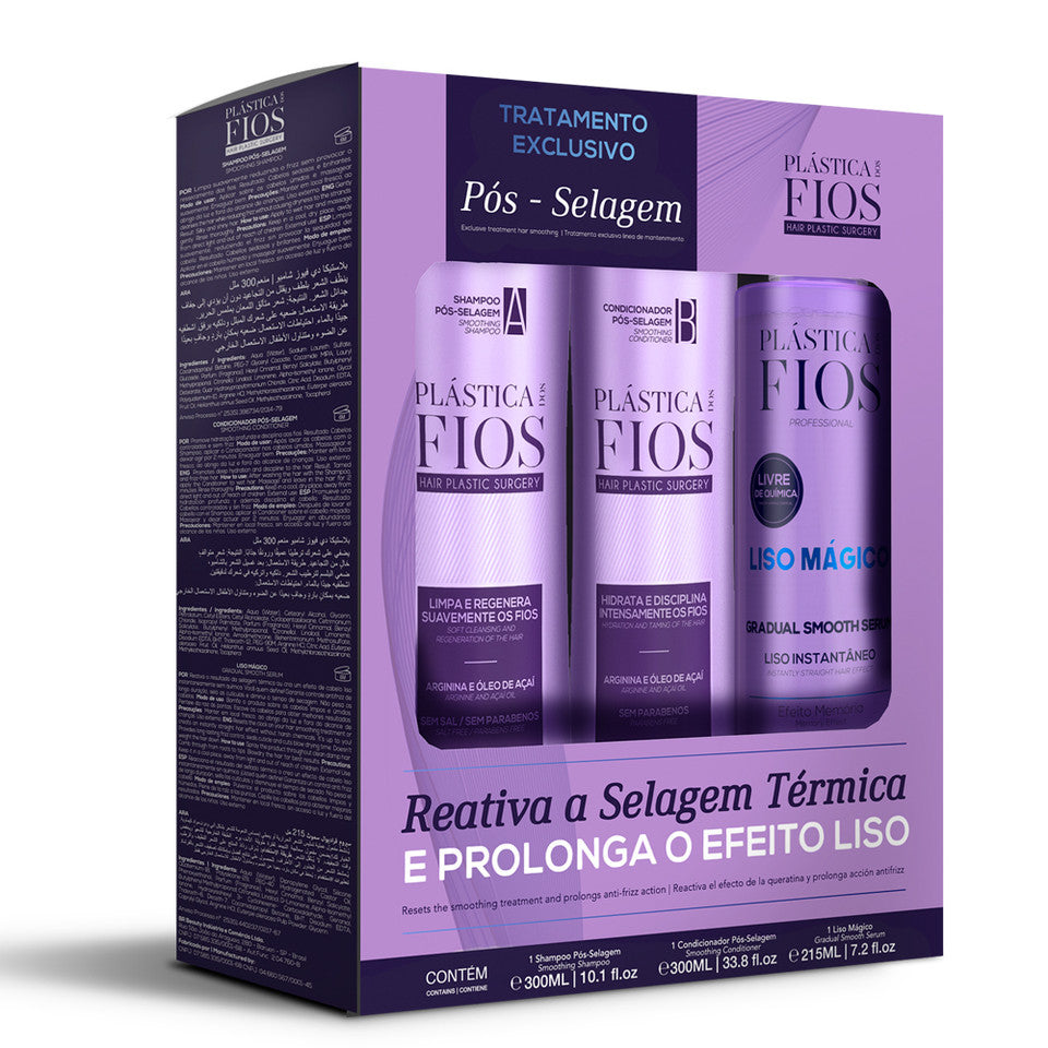 Kit Plastica dos Fios Shampoo Conditioner Liso Mágico Post-SealingTreatment- Home Care